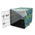 thumbnail image 3 of Fruit Dog Crate Cover, Lemons and Leaves Pattern in Cartoon Style on Background Geometric Shapes, Easy to Use Pet Kennel Cover for Dogs, 35" x 23" x 27", Yellow and Multicolor, by Ambesonne, 3 of 6