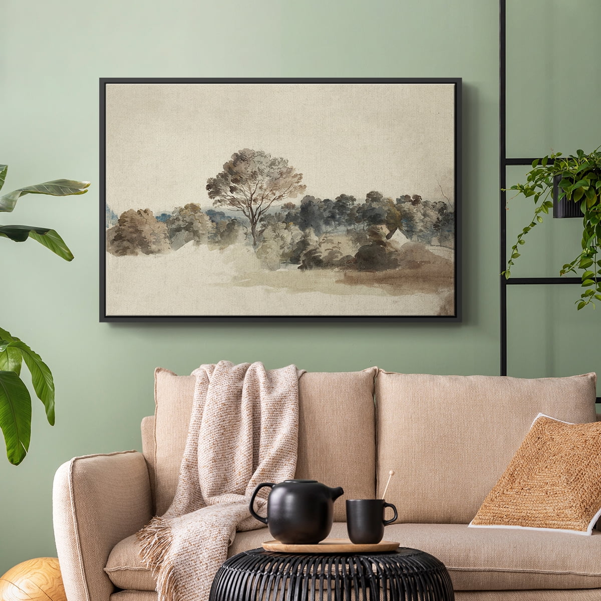 Vintage Landscape-MVI By Wexford Home Framed in Black Wood Gallery Wrapped Canvas 17 in. x 25 in.