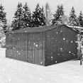 thumbnail image 3 of 12ft x 10ft Metal Outdoor Storage Garden Tool Shed Workshop with Foldable Worktable, Shelves, Window, Hanging Lamp Hook & Apex Roof for Backyard Garden Patio, Grey, 3 of 7