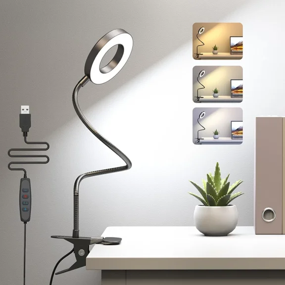 Led Desk Lamp Adjustable Swing Arm Lamp With Clamp Eye-Caring Reading Desk Light