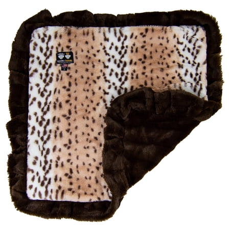 Bessie and Barnie Godiva Brown / Aspen Snow Leopard Luxury Ultra Plush Faux Fur Pet/ Dog Reversible Blanket (Multiple Sizes)