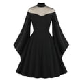 thumbnail image 3 of Huanglei Robe Longue Rockabilly Punk Swing Couleur Unie Vintage Manches Robe Gothique de Fête pour Femmes, 3 of 3