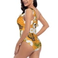 thumbnail image 4 of Haiem White Floral and Butterflies Women's One Piece Swimsuits Tummy Control One Shoulder Bathing Suits Ruffle Swimwear-Medium, 4 of 8