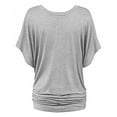 thumbnail image 4 of Mohiass Batwing Short Sleeve Dolman Tops for Women Plus Size Banded Bottom Fold Hem Top Casual Loose Flowy T Shirts Gray 2XL, 4 of 6