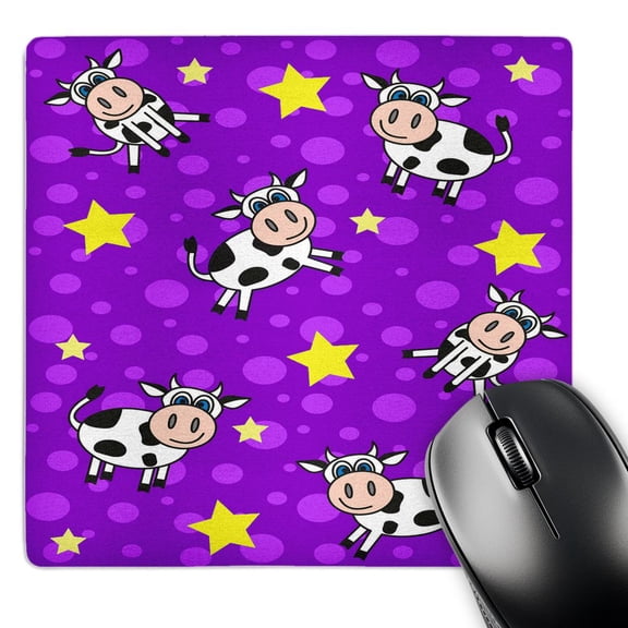 3dRose, Happy Cow Boy Print Purple, MousePad
