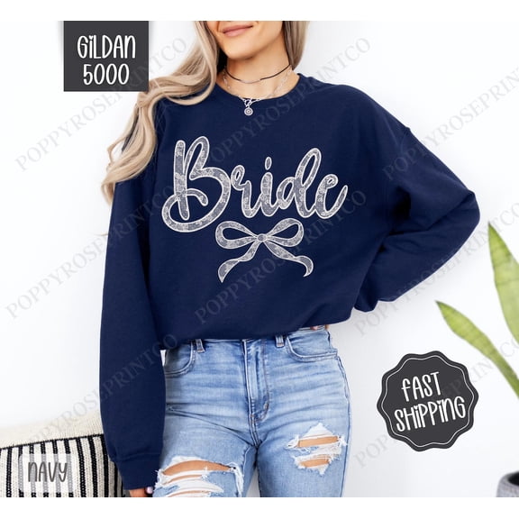 Lace Bride Sweatshirt, Bridal Coquette Lace Bow Crewneck, Cute Women's Sweater, Faux Lace Sweatshirt, Bridal Shower, for Her All Size S-5Xl