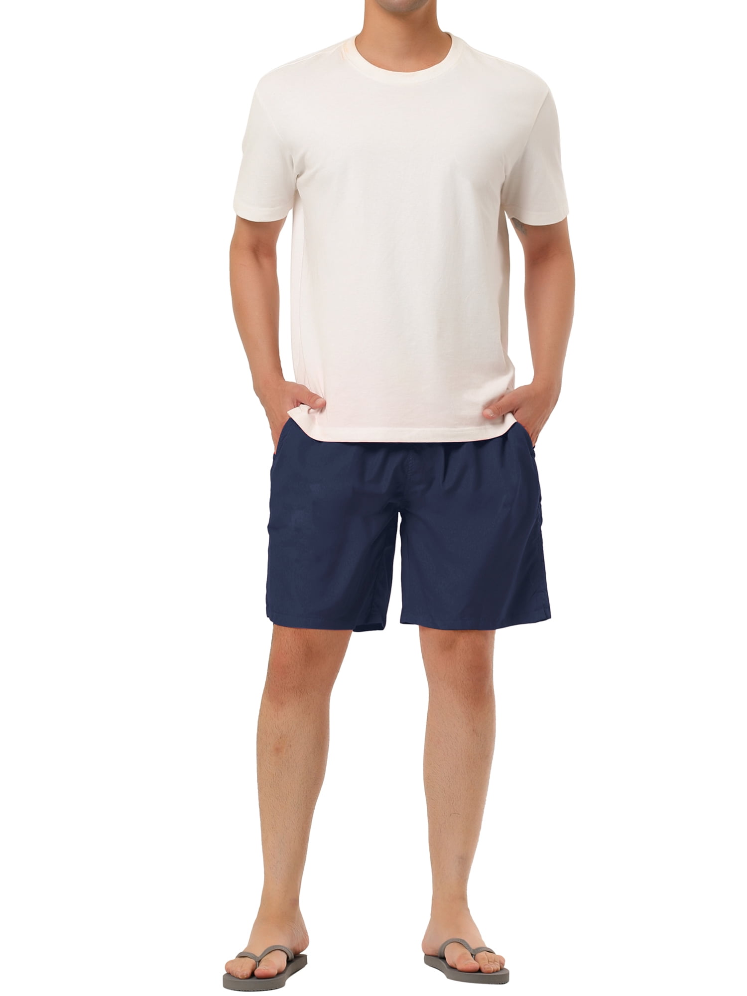 Unique Bargains Men's Summer Beach Solid Drawstring Surfing Mesh Lining Swim Shorts