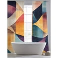 thumbnail image 5 of Abstract Color Block Sheer Curtains 96 Inches Long 2 Panels Colorful Curve Modern Light Filtering Semi Sheer Window Curtains Drapes for Bedroom Living Room 52"x96", 5 of 7