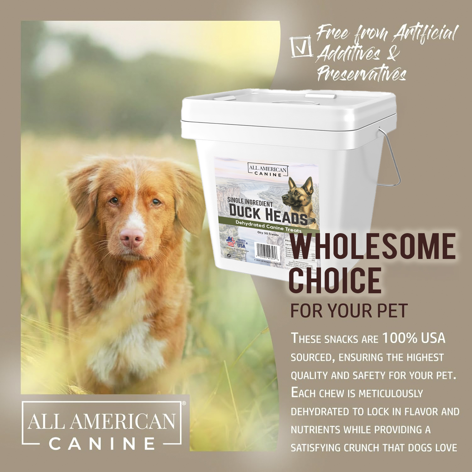 All American Canine Duck Heads, 30 count
