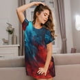 thumbnail image 3 of Gukieu Red And Blue Fire Print Women's Nightgown, A-line Round Neck Short-sleeved Nightgown Pajamas Home Wear Suitable for Home and Outing, 3 of 6