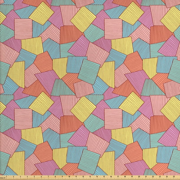 Geometric Upholstery Fabric by the Yard, Abstract Tile Pattern with