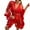 Red, variant on Celivon Lace Mesh Robes For Women Spring Summer Long Pajamas Smooth Lingerie Wool Stitching Chemise Nightgown Sexy Long Sleeve Sleepwear