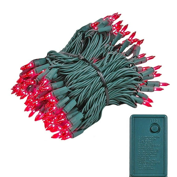 Novelty Lights Pink 140 Light Incandescent Chasing Mini Christmas String Lights 46.5 Feet