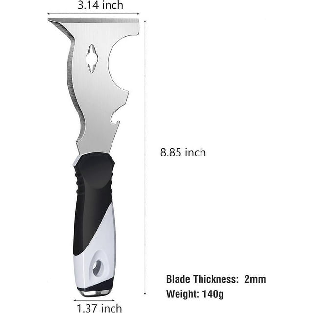 2 Pack, Paint Scraper 10 in 1 Putty Knife Multi-Use Painters Tool, Taping Knife, Paint Scraper Tool for Wood, Metal Scraper with Hammer End