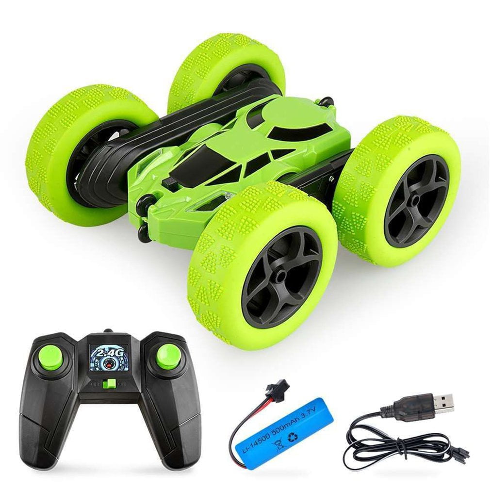 Green Double Side Gesture Sensor Remote Control Car for Kids Boys 360 Degree Rotation Racing Car Electric Vehicle Flip and Roll Deformation Toys RC Stunt Car Toy 