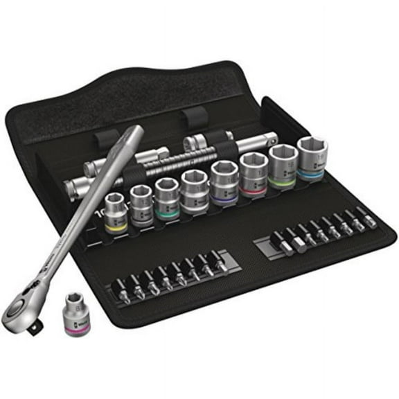Wera 05004048001 8100 SB 8 Zyklop Metric Metal Ratchet Set with Switch Lever, 29 Piece, 3/8-Inch Drive