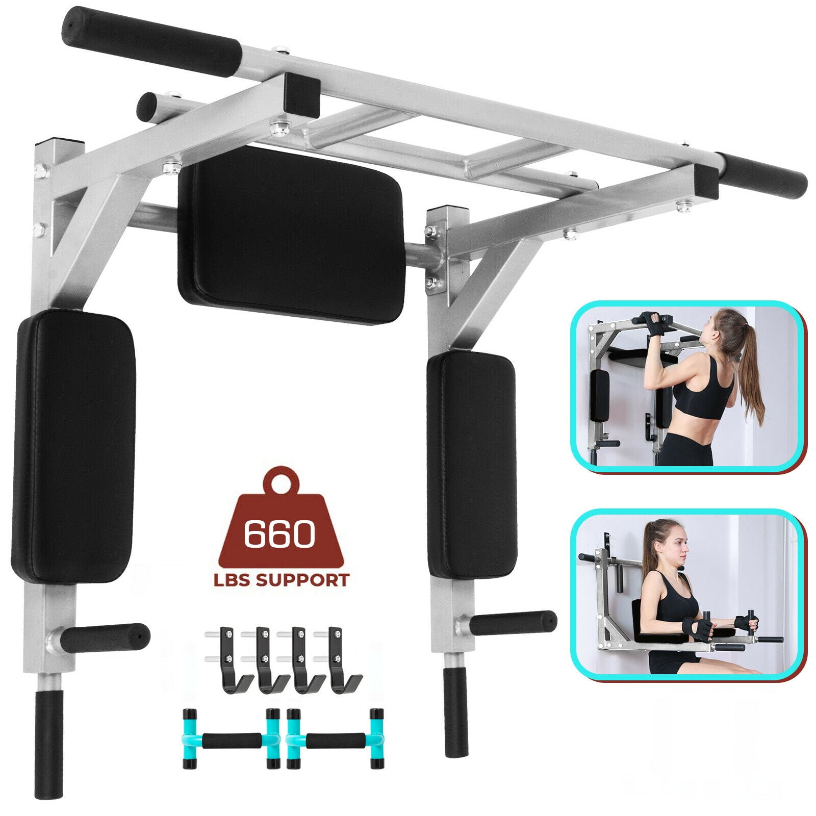 VEVOR Wall Mounted Pull Up Bar Power Tower Chin Up Station Workout