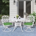 thumbnail image 4 of MEETWARM 3-Piece Outdoor Patio Dining Set, All-Weather Cast Aluminum Patio Conversation Set for Backyard Garden with 2 Cushions Swivel Rocker Chairs and 35.4" Round Table, 2.2" Umbrella Hole, White, 4 of 7