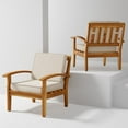 thumbnail image 2 of Premium Acacia Patio Wood Club Chairs Set of 2, Teak Finish Furniture Sets with Thick Cushion, 2 of 8