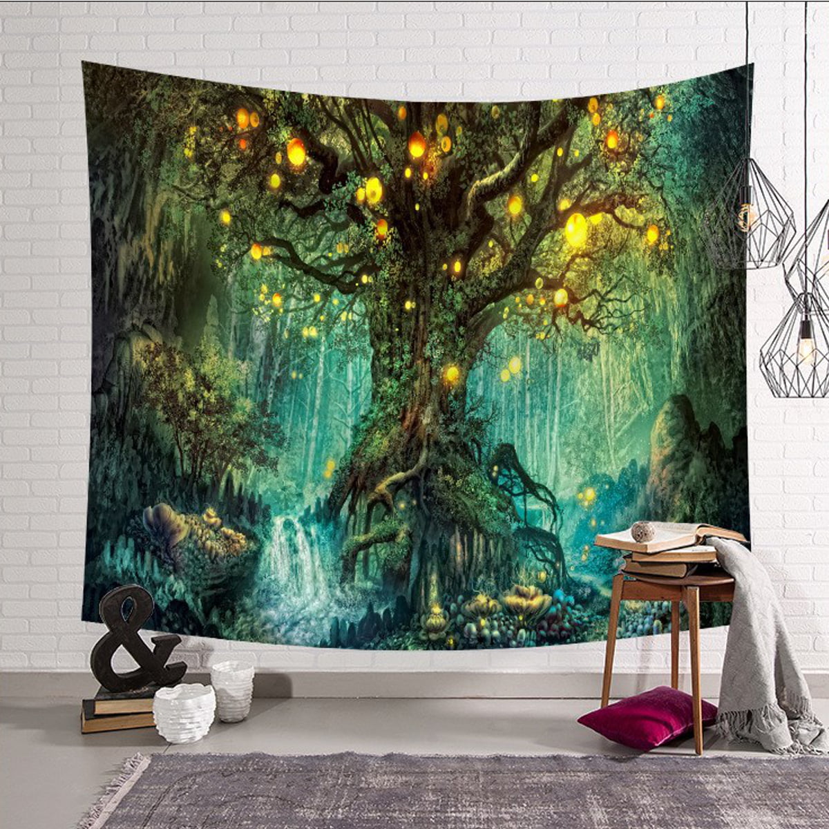 Forest Tapestry Nature Tree Popular Elves Wall Hanging Tapestry 79 x 59 in 