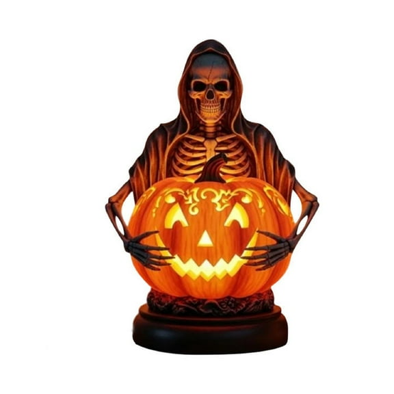 Mjers 2025 NEW Halloween Pumpkin Night Light - Cute&Spooky Pumpkin Night Light Resin LED Lamp Rechargeable