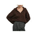 thumbnail image 1 of hirigin Women’s V Neck Sweater, Long Sleeve Lapel Collar Solid Color Cable Knit Jumper Tops, 1 of 3