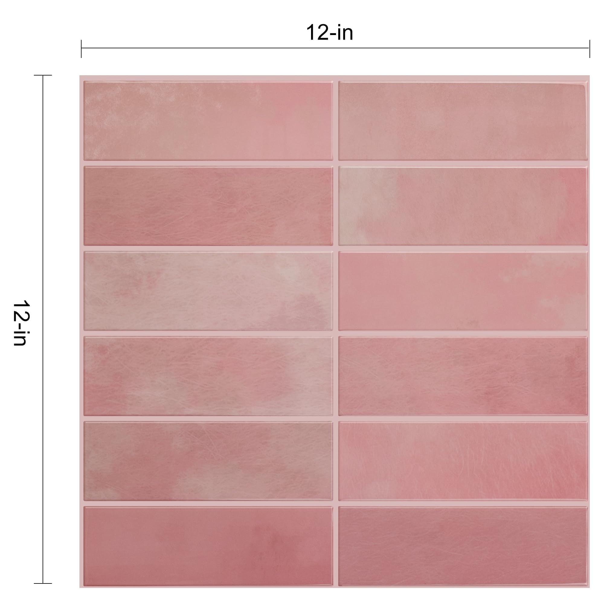 SELECT 5 Pack Peel and Stick Backsplash Subway Tiles, Extra Thick 3D Wall Panels, Heat & Water Resistant, Easy DIY Kitchen, Bathroom, Laundry, Fireplace & Rental Home Wall Décor (12 x 12 in), Pink