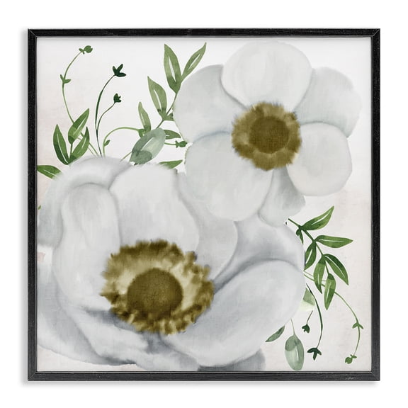 Stupell Industries Gold Centered Magnolia Plants & Flowers Painting Black Framed Art Print Wall Art, 12 x 12