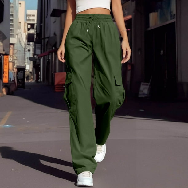 WILLBEST Pantalones Casuales para Mujer para Uso Diario y Deportes: Cómodo Diseño de Pierna Recta con Cintura Elástica y Bolsillos Funcionales. Mediana