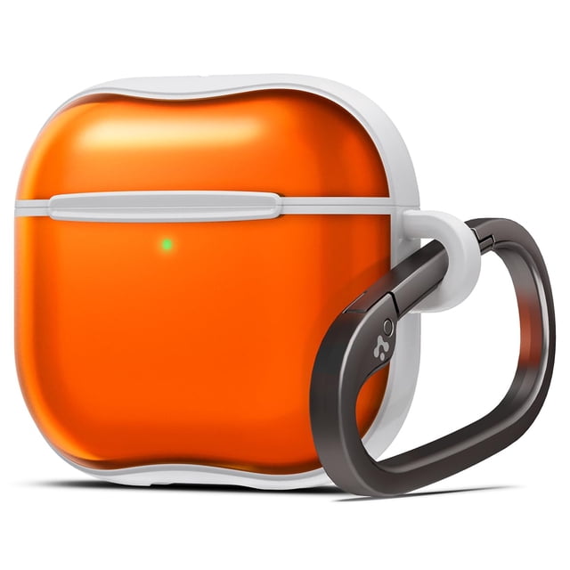 Funda Spigen Ultra Hybrid para AirPods 4, diseño retro con llavero