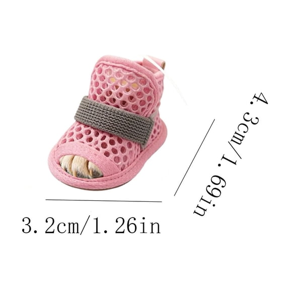 OCCOA Summer Breathable Mesh Shoes Small Dog Sandals, Non-slip Sole Pet Shoes for Outdoor Walk, Elastic Fastening Cushioned Puppy Boots, Pink