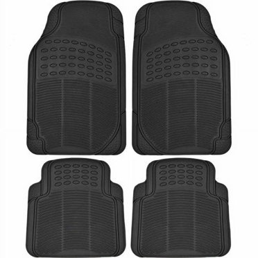BDK Heavy-Duty 4-Piece Front and Rear Rubber Car Floor Mats, All Weather Protection for Trucks and SUVs