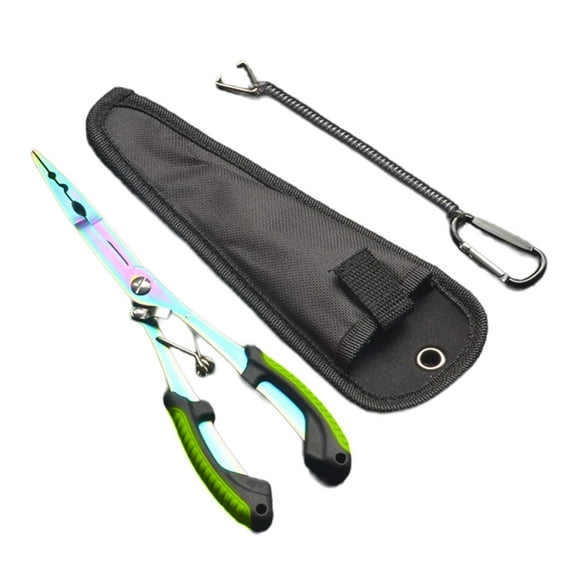 Long Nose Fishing Plier Steel Fishing Hook Plier Hook Remover Split Rings Plier with Lanyards for Freshwater & Saltwater