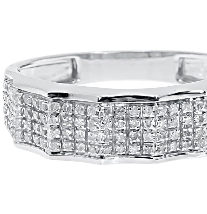 Jewelry Unlimited 10k White Gold Mens Pave Genuine