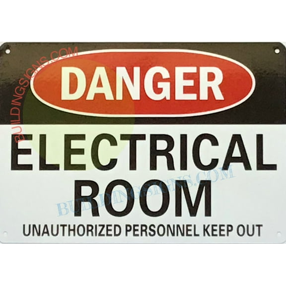 DANGER ELECTRICAL ROOM SIGN((7x10,WHITE,ALUMINUM)-ref19722