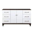 thumbnail image 5 of Modern Style 5pc Bedroom King Bed Dresser Mirror Nightstand Chest Set White and Cherry Finish w Gold Trim Wooden Furniture, 5 of 7