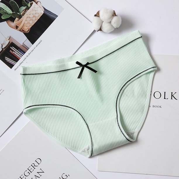 Bragas de algodón para mujer, calzoncillos suaves, bragas transpirables ultrafinas Irfora Verde claro XL