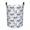 thumbnail image 1 of Balery Cow With Fresh Milk Cesta de ropa redonda con asas, impermeable, independiente, para ropa, juguetes, dormitorio y familia-Small, 1 of 6
