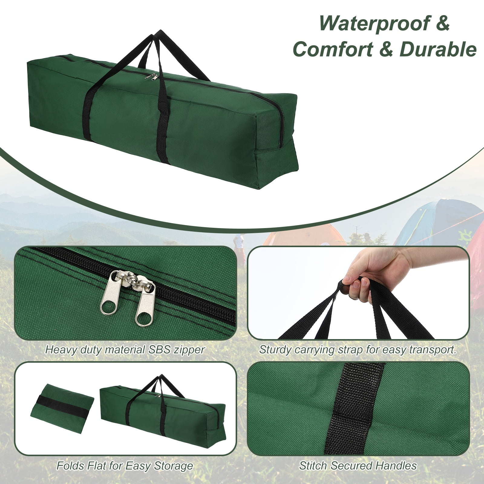 Uxcell Storage Duffle Bag, Zippered Duffel Bag for Travel 41 Inch & Green -Fitting for (Outdoor/Travel/Tent/Sports)
