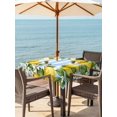 thumbnail image 3 of Outdoor Tablecloth with Umbrella Hole for Patio/Picnic/Party/Camping, Summer Lemons Waterproof Table Cloth Square Cover Washable, Fruits White Flowers Farm Blue White Stripes (54"x 54"), 3 of 8
