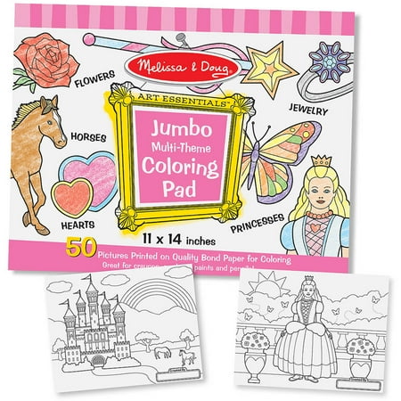 Melissa & Doug Jumbo 50-Page Kids' Coloring Pad - Horses, Hearts, Flowers, and More