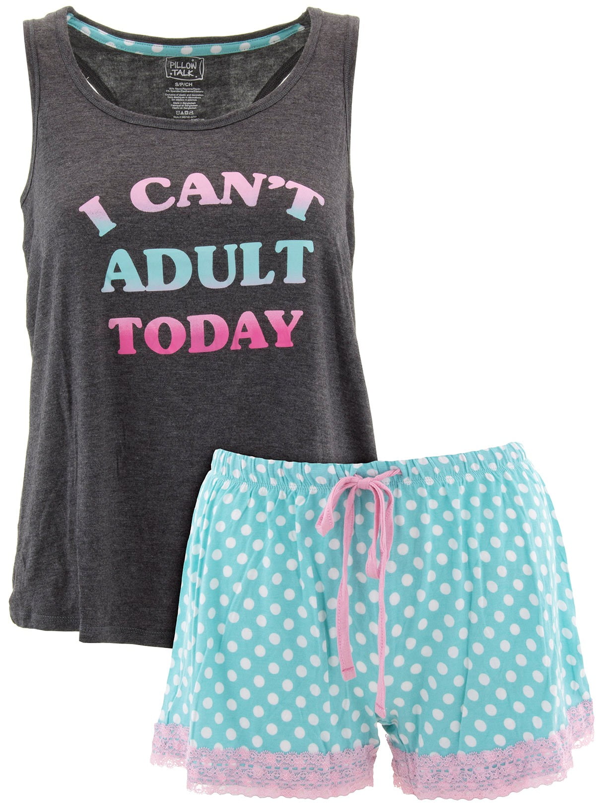 Pillow Talk - Pillow Talk Women's I Can't Adult Today Charcoal Short ...