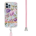 thumbnail image 3 of For iPhone 16 Pro Max Case with Crossbody Lanyard, Cute Flower Patterned Shockproof Cover with Hybrid Soft Crystal TPU Bumper, Adjustable Shoulder Neck Girls Women For iPhone 16 Pro Max,Purple Peony, 3 of 7