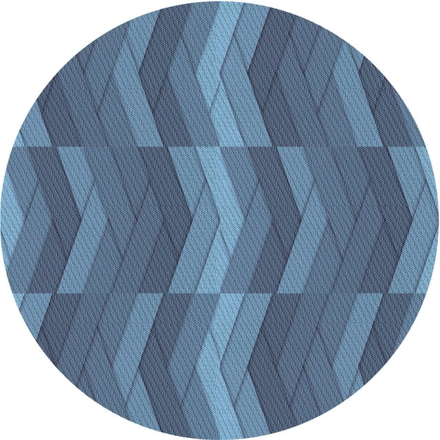 Ahgly Company Tapis Rond Lavable en Machine Intérieur Transitionnel Bleu Azur, 3 Pieds Rond
