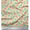 thumbnail image 1 of Soimoi Beige Rayon Fabric Bow & Stripe Printed Fabric 1 Yard 56 Inch Wide, 1 of 5