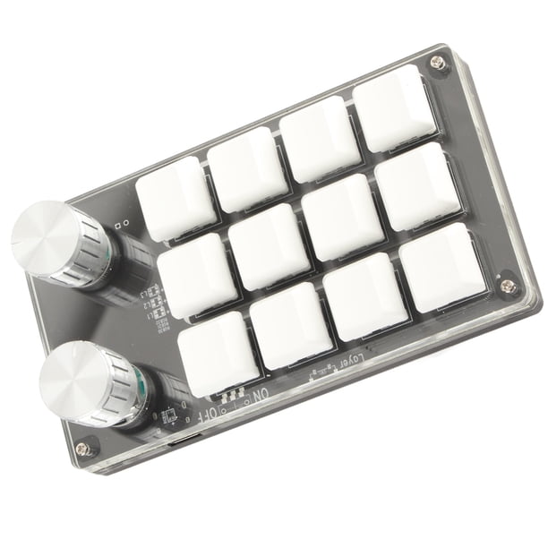 M Buder Teclado Mecánico Macro de una Mano 12 Teclas Multifunción Blanco y Negro