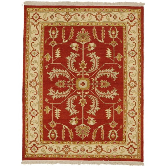 Orange-red Floral 5X6'5 Sumak Oriental Rug