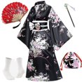 thumbnail image 2 of Bata tipo kimono de anime japonés para mujer, bata de geisha yukata, vestido dulce, bata de baño de satén con flores, ropa de dormir, 2 of 5