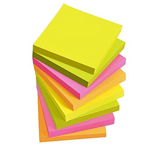Easy to Post Office 100 Sheets/Pad School PAPUS Sticky Notes Super Sticking Power 3x3 Inches with 4 Pastel Color Home… 16 Pads 