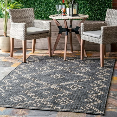 Photo 1 of 5'x8' Rectangle Indoor and Outdoor Loomed Area Rug Gray - nuLOOM